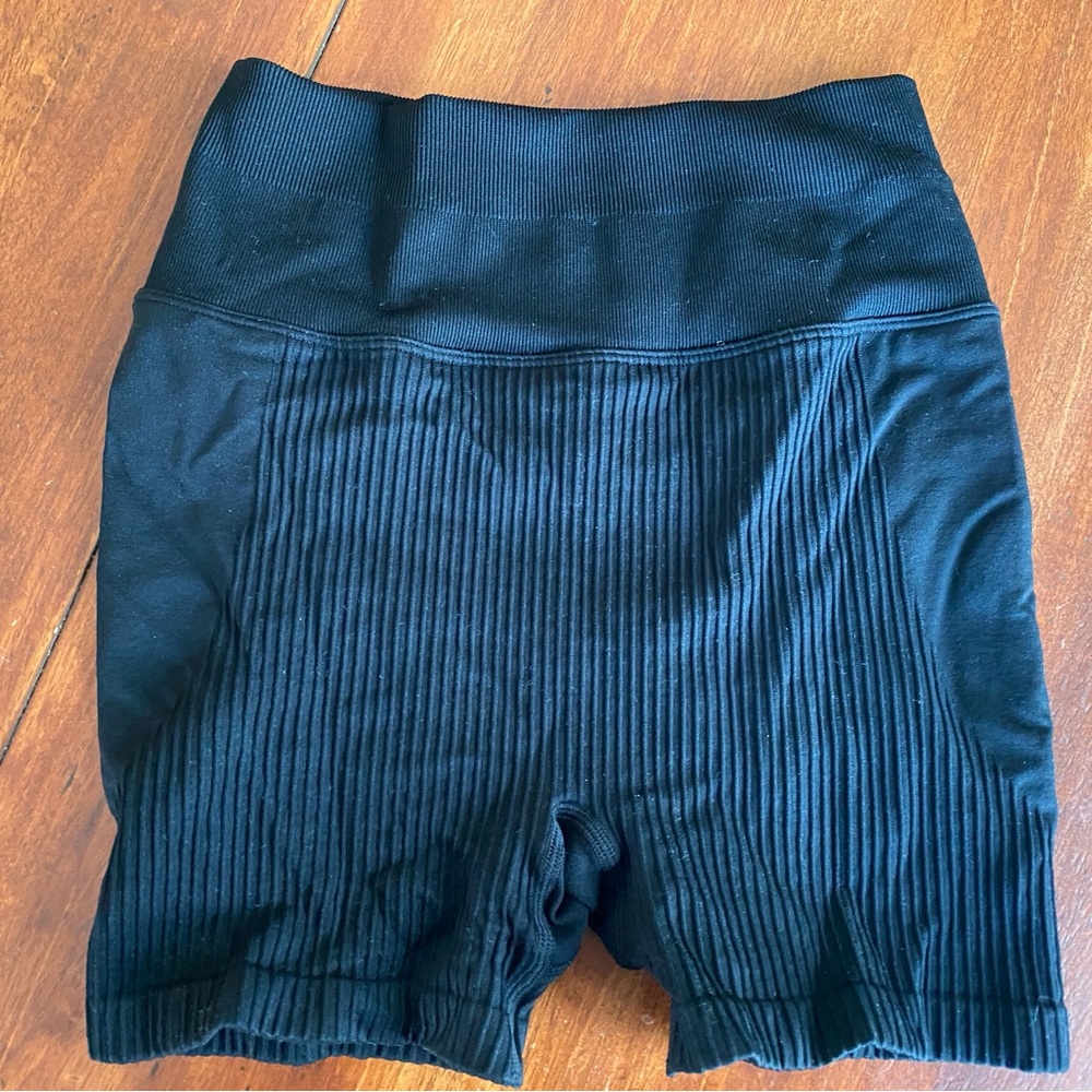 LAST DAY 9/5/26 Black Ribbed Buffbunny Women's Shorts Scrunch Butt